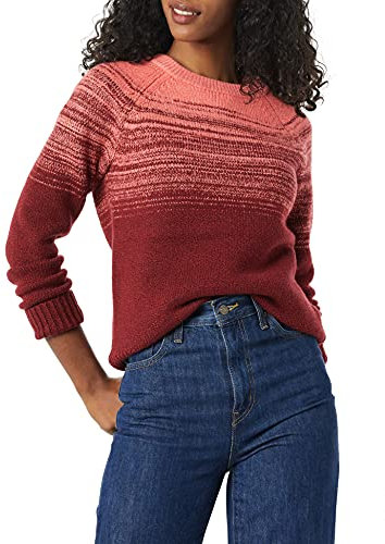 Amazon Essentials Jersey Suave al Tacto con Cuello Redondo y Estampado Isla Fair Mujer, Burdeos Rosa Coral Degradado, M
