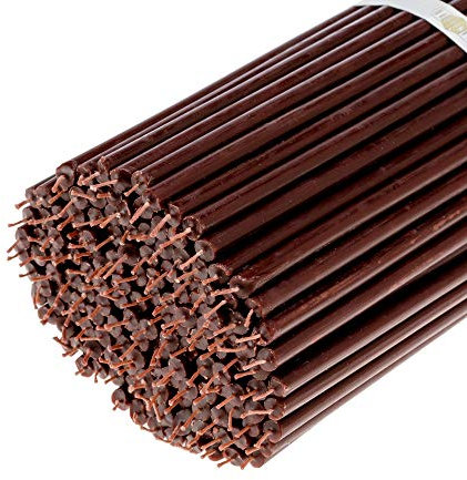 Danilovo Reine Bienenwachskerzen - Kegelkerzen Tropffrei, Rauchfrei, Lang, Dünn - Dekorative Kerzen für Kirchengebet, Dekoration oder Geburtstag - Honig-Duftkerzen 18,5x0,61 cm (Braun, 50 Stk.)