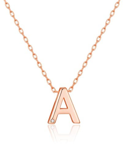 Philip Jones Rose Gold Plated Initial Necklace Letter A Created with Zircondia® Crystals