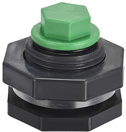 sourcing map PVC Bulkhead Tank Adapter with Green Plug Fitting G3/4 Thread for Rain Buckets Water Tanks 1 Set