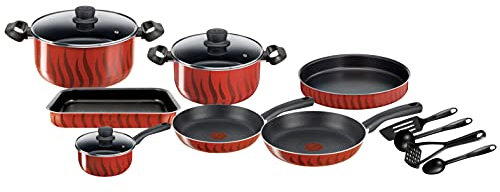 TEFAL Batterie de cuisine G6 Tempo Flame 14 pièces | Antiadhésif | Aluminium | Garantie 2 ans | C3079383