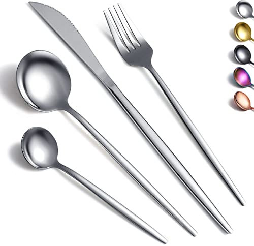Kyraton Cutlery Set 16 Pieces, Stainless Steel Flatware Set, Silverware Set Strong Anti Rust, Dishwasher Safe, Tableware Set Serving 4 People.