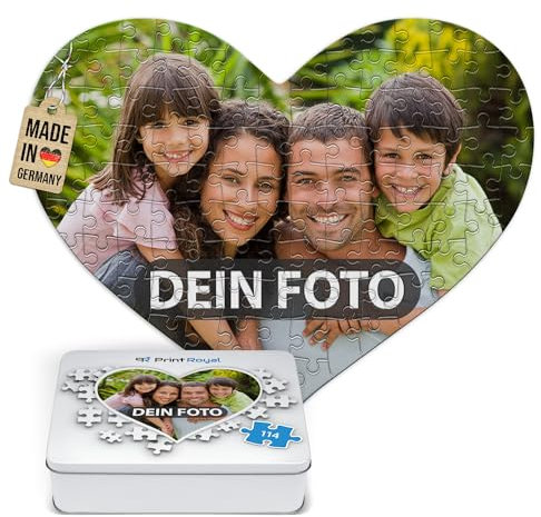 Foto-Puzzle 24-1000 Teile in inkl. hochwertiger Metalldose - mit eigenem Foto Bedrucken - Puzzle selber gestalten - Herzpuzzle 114 Teile in Metalldose