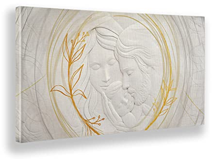 Giallobus - Quadro - 22 - Capezzale Moderno per la casa - Sacra Famiglia - Tela Canvas Telaio Standard - 100x50 - Pronto da Appendere - Quadri Moderni per la casa