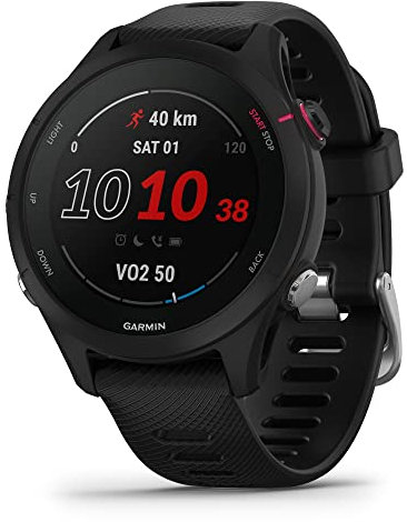 Garmin Forerunner® 255S Music, Smaller GPS Running Smartwatch with Music, Advanced Insights, Long-Lasting Battery, Black