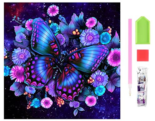 COEKI Diamond Painting Erwachsene tiere Schmetterling 5D Diamant painting bilder blumen Diamond Painting full drill Kits als Geschenk und Home Wand Dekor 30x30cm