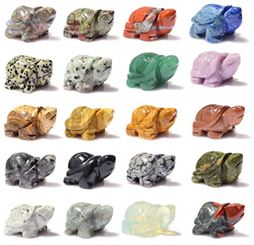 Wemeki Edelstein-Schildkröten-Figuren, 6 Stück, Kristall-Schildkröten-Statue, natürliche Handschnitzerei, Schildkrötenstein, Edelstein, Tierfigur, Schildkröten-Skulptur für Heimdekoration, 3.8 cm