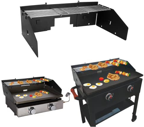 Petrirufun Verstellbares Windschutzgitter und Grillrost-Set, Grillzubehör für Blackstone 55.9 cm, 71.1 cm und andere Grillplatten mit hinterem Fett