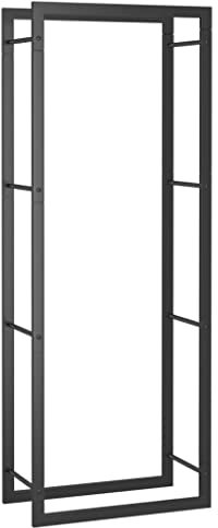 vidaXL Portalegna Nero Opaco 50x28x132 cm in Acciaio