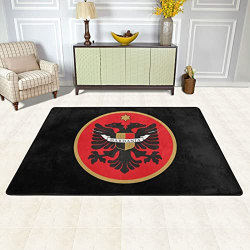 YINGD Teppich für Wohnzimmer, Flagge von Dardania Flanellteppiche Weiche, rutschfeste, waschbare Bodenmatte für Schlafzimmerdekoration (Größe: 100 x 150 cm)