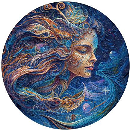 Funnli Holzpuzzles für Erwachsene und Kinder, Einzigartige Konstellation Holz-Puzzle, Zwölf Sternbilder Holzpuzzles, Puzzle aus Konstellations (Wassermann, L-35 * 35cm-343pcs)