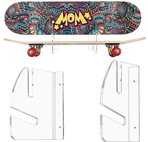 HHUXIUE Skateboard-Regal Wand montiert Skateboard-Regal Skateboard-Halterung, Lager Skateboard-Rahmen, horizontal platzsparendes Design (Transparent)