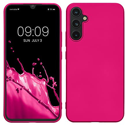 kwmobile Case kompatibel mit Samsung Galaxy A34 5G Hülle - Schutzhülle aus Silikon metallisch schimmernd - Handyhülle Metallic Pink