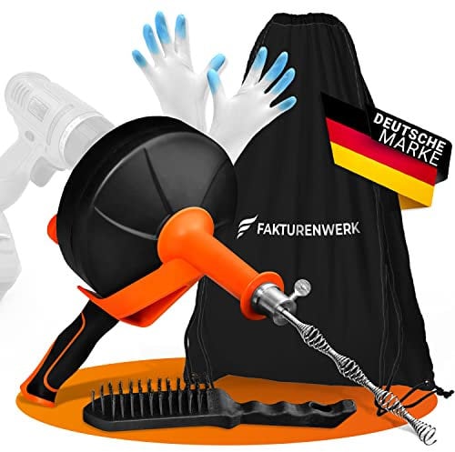FAKTURENWERK® Spirale de nettoyage de tuyau 7,5 m avec gants et sac de rangement