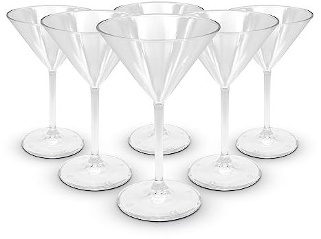 DOJA Barcelona | Verre Cocktail Plastique | Pack 6 | Verre Martini | 180X115,8X2mm | en Plastique Transparente Polycarbonate | Verre a Cocktail 27CL | pour Gobelet Plastique Reutilisable, Verre a Vin