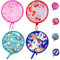 KEYIDO Pop Up Fan Round Folding Fans Handheld Foldable Fan Japanese for Women Small Hand Fan Folding for Festival Decoration Birthday Wedding Home Decoration 4 PCS