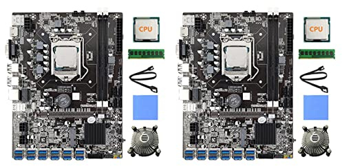 liovitor 2X 12 Cartes GPU B75 BTC Mining Carte Mère+CPU+Ventilateur Thermique Pad+4G DDR3 RAM+Câble SATA 12 USB3.0 (PCIE) LGA1155 DDR3