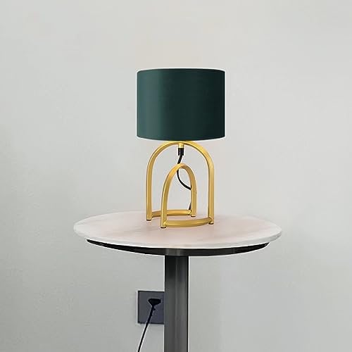 lux.pro Tischleuchte Smethwick Nachttischlampe aus Metall Wohnzimmerlampe mit Textilschirm Höhe 33,5 cm für Wohnzimmer Schlafzimmer 1-flammig E14 Dunkelgrün