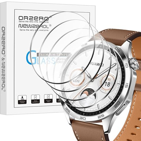 NEWZEROL 4 Pièce Protection D'écran pour Huawei Watch GT 6 Pro 46mm/Huawei Watch GT 4 46mm Verre Trempé, Protection Montre Protecteur D'écran [sans Bulles] [Anti-Rayures]