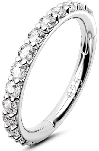 OUFER 16G Piercings Helix Echt Silber 925 CZ Rook Tragus Conch Clicker Cartilage Earring Hoop Daith Knorpel Ohrring Ohrpiercing Nasenring Nase Nose Ring Körperschmuck