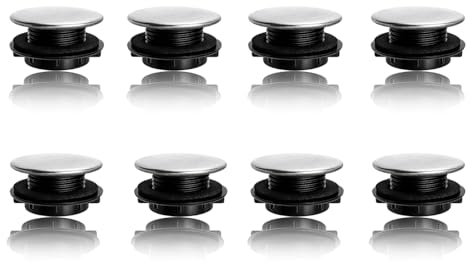 Treki 8 Stück 45 mm Spülbecken Wasserhahn Lochabdeckung Edelstahl Auslaufsicher Hahnlochstopfen Deckrosette [Loch: 28-40mm], Waschbecken Überlauf Loch Abdeckung für Küchen Spüle Waschbecken