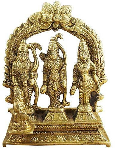 Zap Impex Ram Statue Ram Temple Sculpture Hindu God Shree Aries Laxman Sita and Hanuman Darbar Idol (Brass Ram Darbar 3.1)