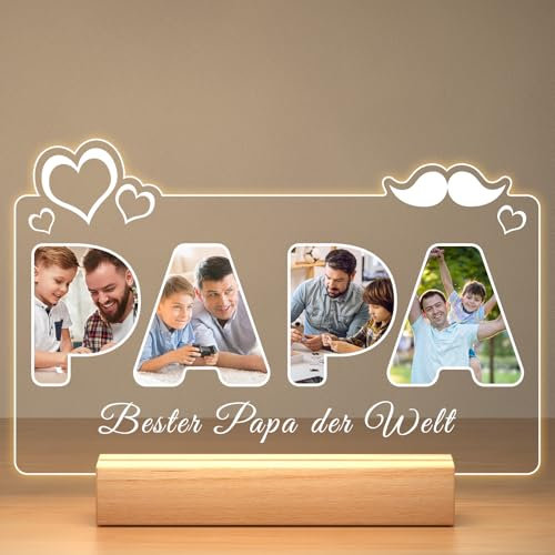Jkolalin Personalisierte Geburtstagsgeschenk für Papa, Personalisierte Bilderrahmen mit Foto, Fotogeschenke Personalisiert Bilderrahmen mit Bild, Personalisierte Weihnachts Geschenke für Papa
