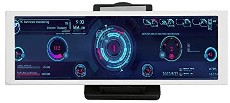 Yunir PC Temp Monitor, 7.9 Inch HDMI Metal Case IPS CPU GPU SSD Data Portable Computer Temp Monitor Panel, for AIDA64 Hardware Driver Board