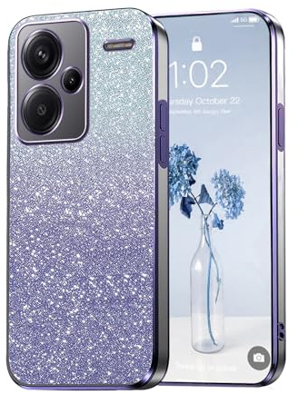 PanXCase Funda Purpurina para Xiaomi Redmi Note 13 Pro Plus Pro+ 5G | Carcasa Transparente Glitter Mujer, Capa Diseño Elegante Brillante, Femenina Ultra Delgado Antigolpes Case, Purple