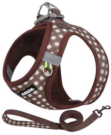 AIITLE Atmungsaktives Hundegeschirr aus Netzstoff, No-Pull-Westengeschirre mit reflektierenden Bändern, verstellbare Haustier-Outdoor-Geschirre für kleine und mittelgroße Hunde, Schokolade, M