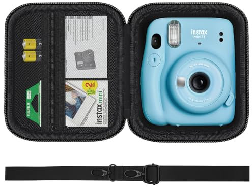HESPLUS Camera Case for Fujifilm Instax Mini 11 / Mini 12 / Mini 40 / Mini 99 Instant Film Camera, Storage Protective Carrying Bag with Removable Adjustable Shoulder Strap, Black