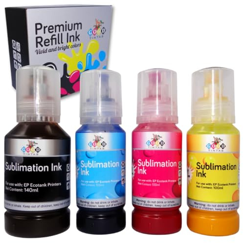 GOODTINTAS Sublimationstinte 440 ml, kompatibel mit EP-Druckern Ecotank Supertank Serie 102 104 zur Übertragung von Wärmepressen in Tassen, Handyhüllen, T-Shirts, Taschen usw.