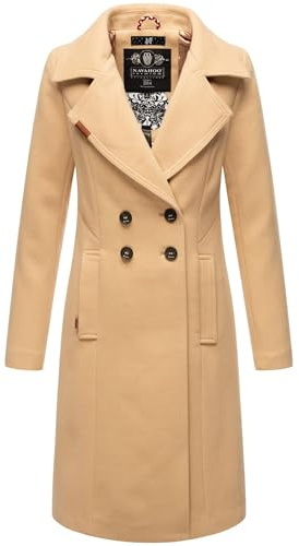 Navahoo Damen Mantel Trenchcoat Winterjacke Wintermantel B661 [B661-Wool-Beige-Gr.XL]