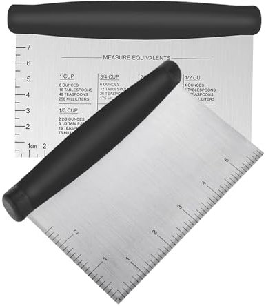 Midgreyeye 2 pcs corne patisserie, grattoir à pâte en acier inoxydable avec échelle de mesure, plastique coupe pate, pizza, Spatule à pâte - Spatule de cuisine (15 * 10cm)