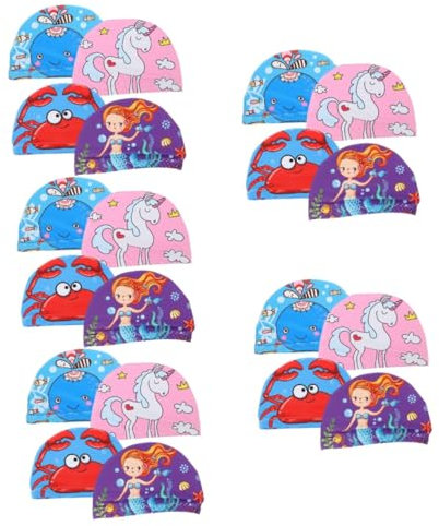VANZACK 20piezas Gorro De Natación Flexible Adultos De Transpirable Diseño Divertido Cangrejo para Piscina y Natación