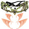 BOFUNX Waldfee Stirnband mit 2 Paar Elfenohren Elfe Waldfee Kopfschmuck Feenblätter Krone Stirnband Feen Kreis Tiara Haarschmuck für Hochzeit Karneval Halloween Cosplay
