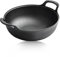 Refein Non Stick Cast Iron Wok, 30CM Large Capacity Deep Stry Frying Pan with Thickened Flat Bottom, Dual Handles Professional Induction Hob Pan Cooking Pot for Stir Fry, Grilling, Frying and Steaming