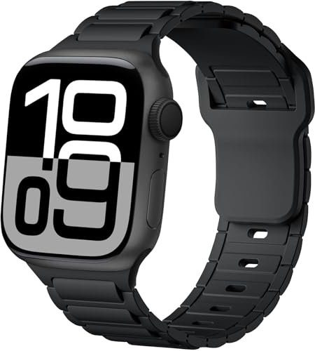 ALFARAY Silikon Armband Kompatibel mit Apple Watch 10 Armband 42mm 41mm 40mm 38mm für Herren Damen - Alpine Ocean Sportarmband für iWatch Series 10 9 8 7 SE 6 5 4 3 2 1 - Schwarz
