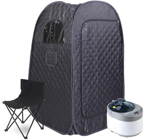 Sauna portátil, sauna de vapor, 1000 W, sauna plegable, 9 engranajes de temperatura regulable, con mando a distancia, instrumento de fumigación, silla plegable, spa personal en casa, 125 x 73 x 73 x