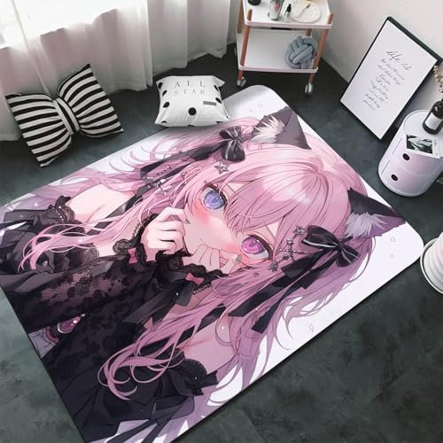 WEQEER Anime Mädchen Teppich Kinderteppich Anime Flanell Teppich kurzflor Spielteppich Kinderzimmer Teppich für Schlafzimmer Spielzimmer (1,100x160cm)