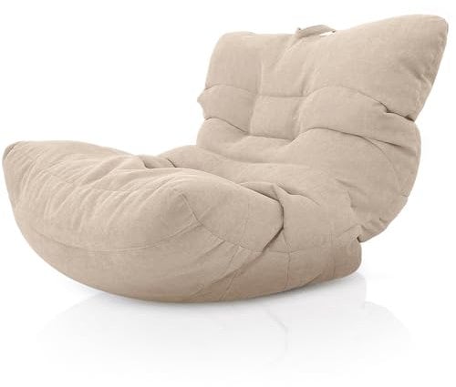 Aiire Relaxo Sitzsack XXL für Kuschelecke - Bean Bag Design mit Füllung - Riesen Sitzsäcke Erwachsene, Sitz Sack Flauschig - Bodenkissen Grob, Bodenstuhl, Bodensessel Beige