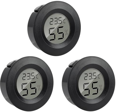 Reptile Thermometer Hygrometer, Digital hygrometer thermometer Gauge for Incubators Breeding Boxes Terrariums Hygrometer for Lizards Spiders Tortoises, Switchable Celsius/Fahrenheit Black (3)