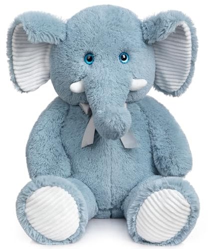 BEJOY Peluche a forma di elefante grande con occhi blu 3D, peluche per bambini, 100 cm