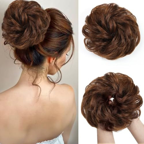 RPAEOY Runde Lockige Haargummi Dutt Haarteil Synthetisch Hochsteckfrisur Haarverlängerung Natürlich Aussehend Haarknoten Zubehör