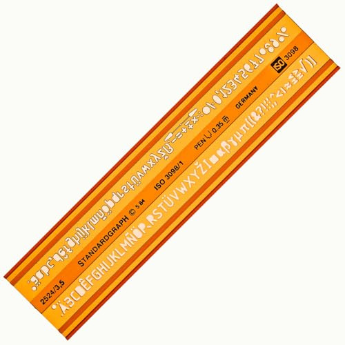 3,5mm Schriftschablone - Normschriftschablone 3,5mm - Schriftschablone Technisches Zeichnen - Schrift Schablone 3,5 mm - Isonorm Gerade Mittelschrift Schablone
