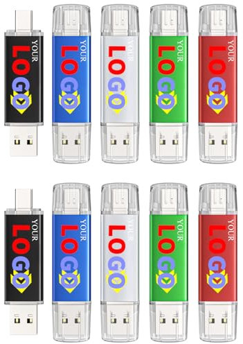 USB Stick Personalisierte USB C 8GB-64GB 10-100 Stück, ABLAZE OTG 2.0 Dual Speicherstick 2-IN-1 für Type-C Handy/Smartphone/Laptop/Notebook/PC