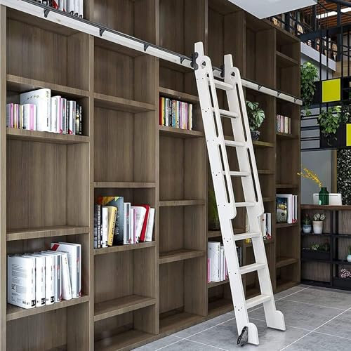 XWJOYW Libreria di ferramenta per Scale scorrevoli a rulli - Kit per Porte scorrevoli da fienile, Scala Mobile in Tubo Tondo d'Acciaio, Accessori per Scale scorrevoli telescopiche da Biblioteca (co