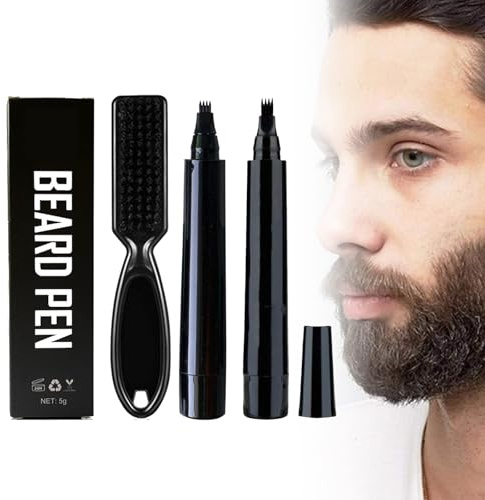 Penna per Barba Uomo,Kit Matita Riempitiva per Barba da Uomo,Penna per Riempimento Barba,Beard Filling Pen,Riempimento Barba Impermeabile,Matita per Barba e Pennello per Barba,Nero