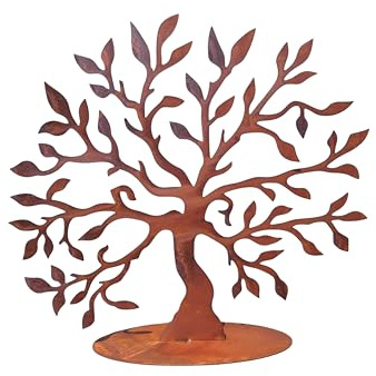 Bornhöft Metall Rost Gartendeko Edelrost rostige Garten Rost Deko Baum Lebensbaum Gartendeko Edelrost Tischdeko Metall Rostoptik Lebensbaum (40cm)