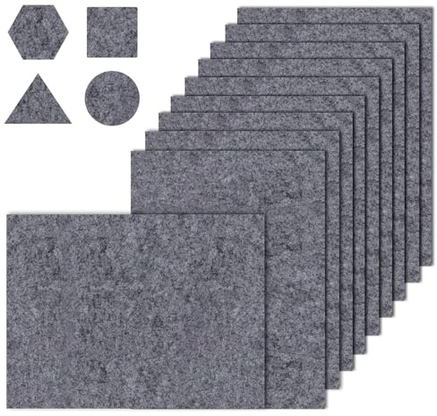 Filzgleiter selbstklebend zum Zuschneiden I 10 Stück 16 x 20cm - 4mm I Filzgleiter für Stühle I Filz selbstklebend I Möbelgleiter aus hochwertigem Nadelfilz I Stuhlgleiter Klebefilz, DIY (Grau)